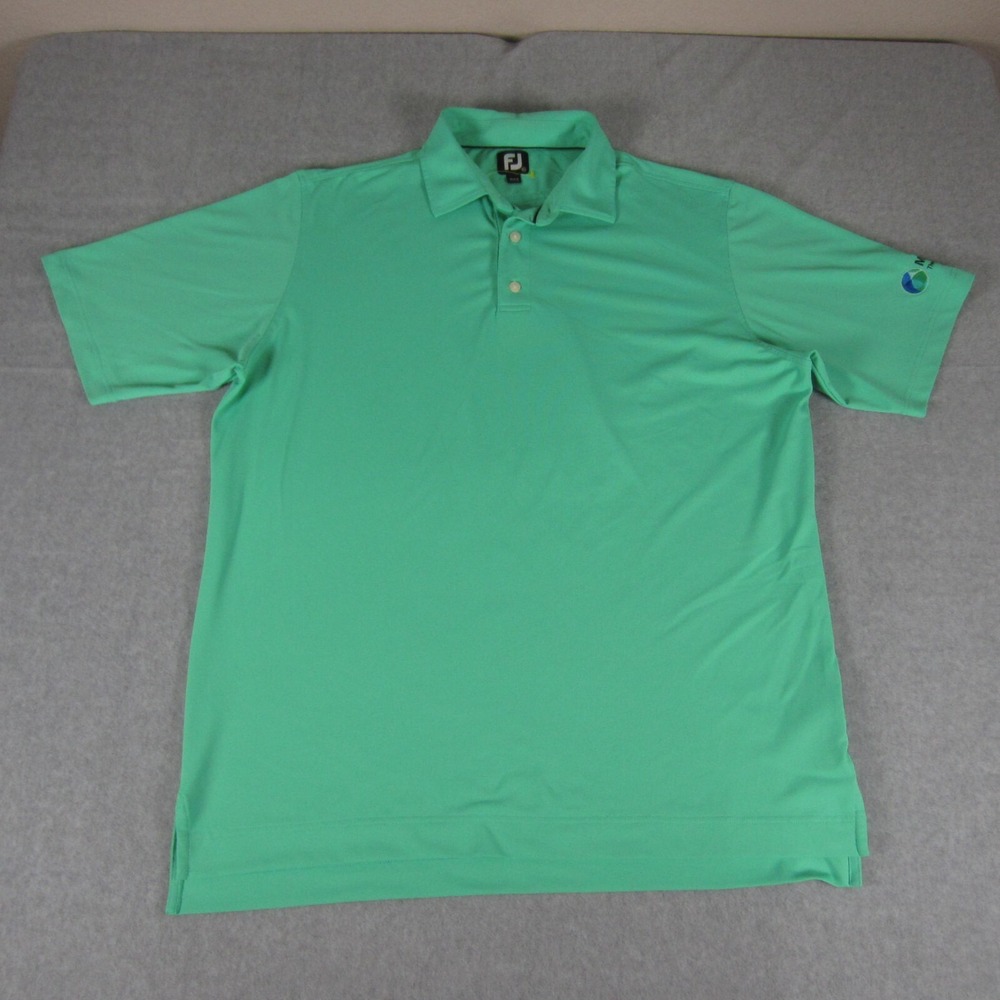 FootJoy Polo Shirt Mens XL Green Short Sleeve Performance Golf Corporate Logo